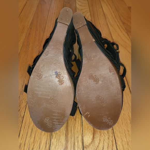 Matt Bernson 'Marion' Black Strappy Vegan Leather Platform Wedges  - Size 8 - Picture 8 of 10